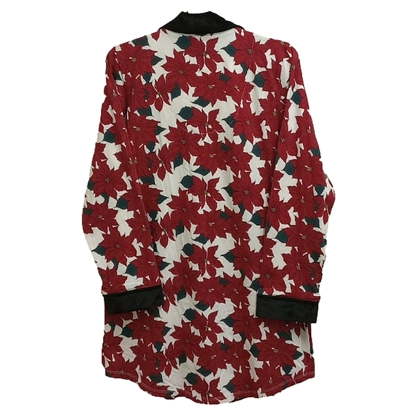 🆕 BED HEAD PAJAMAS WHITE WOMENS NIGHT GOWN / ROBE WITH RED POINSETTIA PRINT - Picture 6 of 11